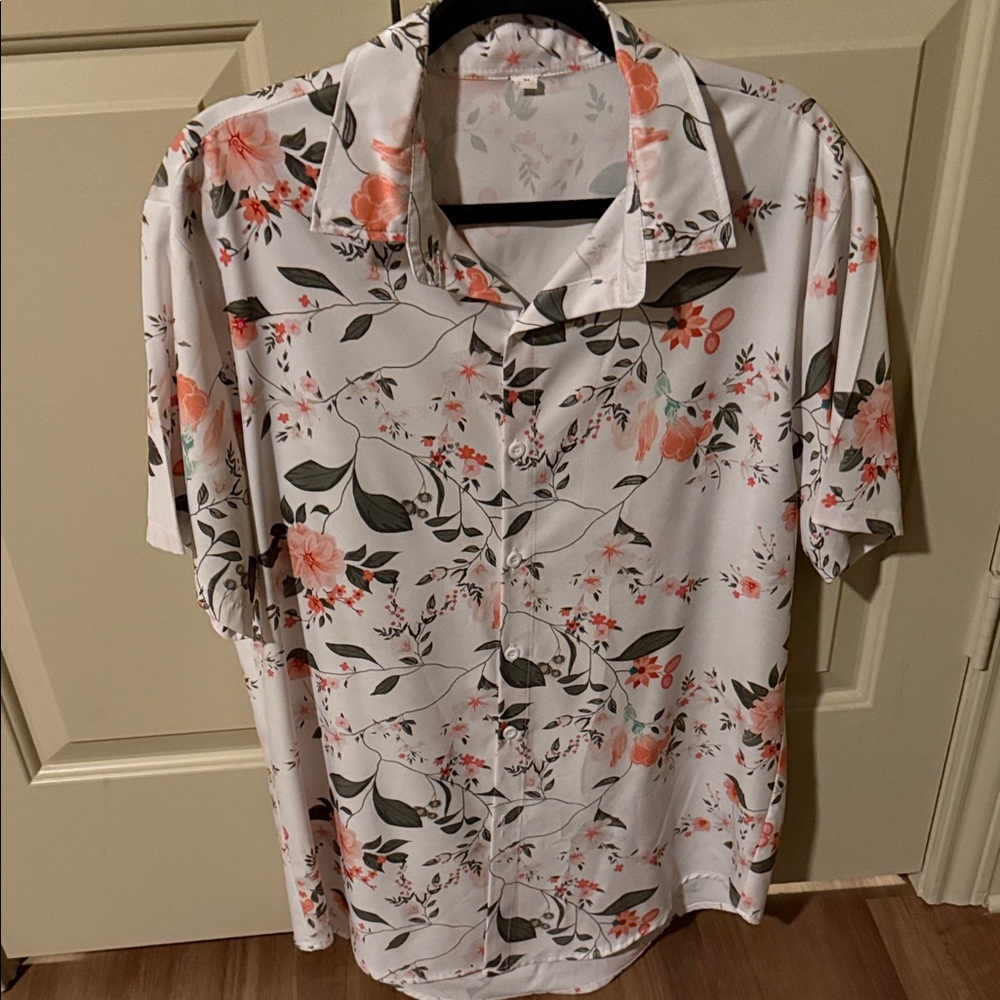 Floral White and Pink Men's Shirt